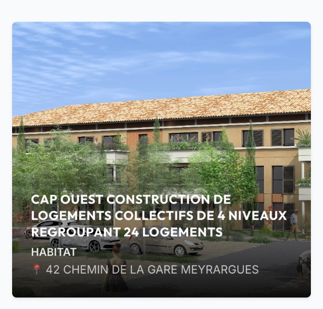 CAP OUEST — Construction de logements collectifs de 4 niveaux regroupant 24 logements